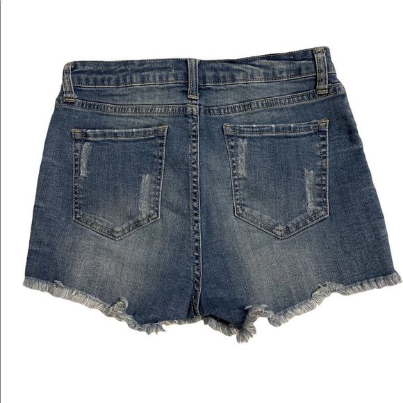 I & M Jeans High-Rise Kylie Frayed Shorts Large Distressed High Waist - Picture 2 of 12